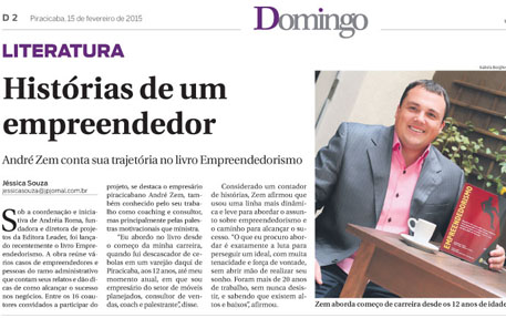 Matéria sobre o lançamento do livro Empreendedorismo - Jornal de Piracicaba 